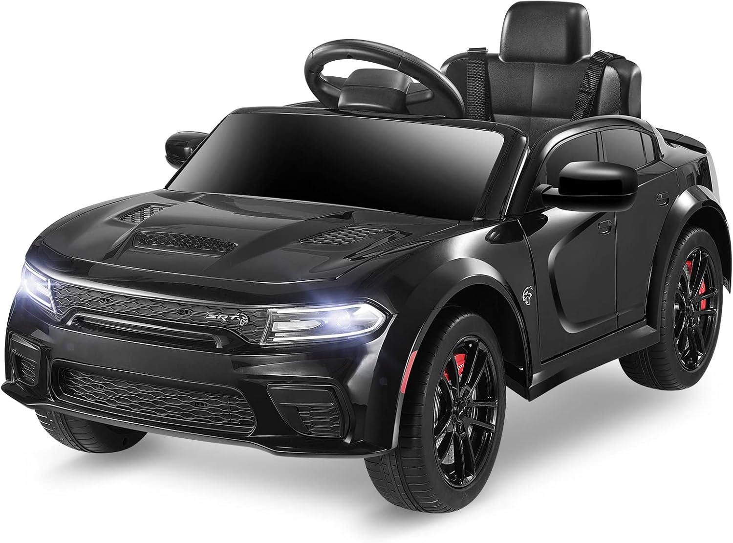 12V 7Ah Kids Electric Ride on Car, Licensed Dodge Charger SRT Hellcat, Battery Powered 4-Wheels Toy
