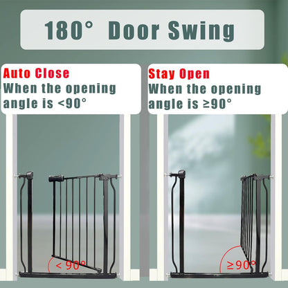 Heavy Duty Baby & Dog Safety Gate, Extra Wide 85.8-90.5 Inch,Black Metal, Pressure Mounted No