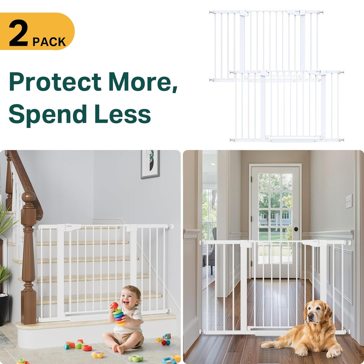 Cumbor 2 Pack 29.7"-48" Baby Gate for Stairs, Mom's Choice Awards Winner-Dog Gate for Doorways