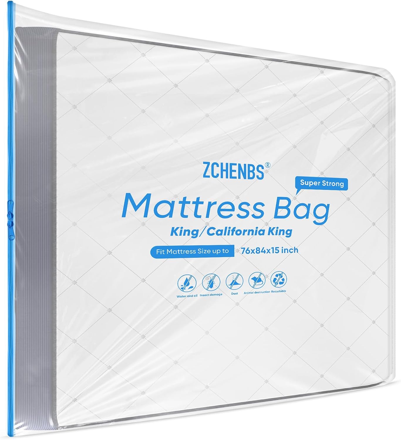 ZCHENBS® – Mattress Bags for Moving and Storage,Mattress Bag with Zippers,5 Mil Ultra-Thick Bed