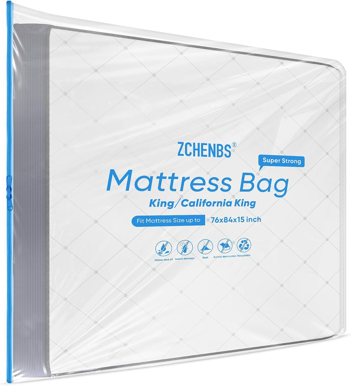 ZCHENBS® – Mattress Bags for Moving and Storage,Mattress Bag with Zippers,5 Mil Ultra-Thick Bed