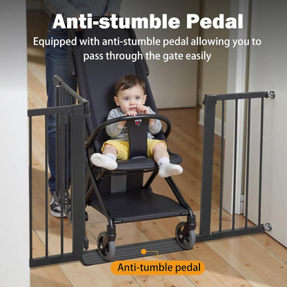 Baby Gate for Stairs - 29.6-46" Auto Close Dog Gate for Doorways, Extra Wide Child Gate Indoor