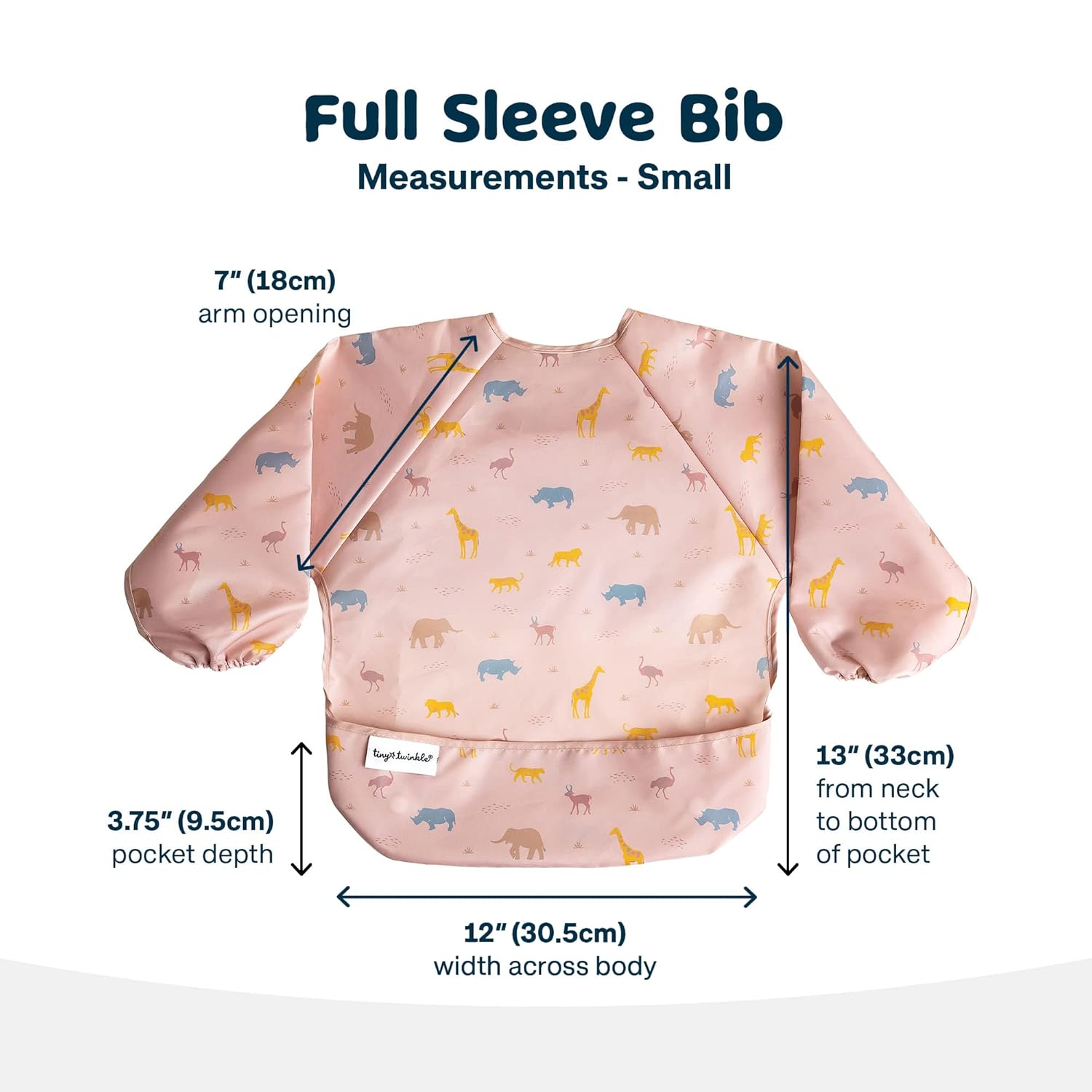Tiny Twinkle Mess Proof Baby Bib,Waterproof Smock Baby Bib for Eating,Machine Washable Long Sleeve