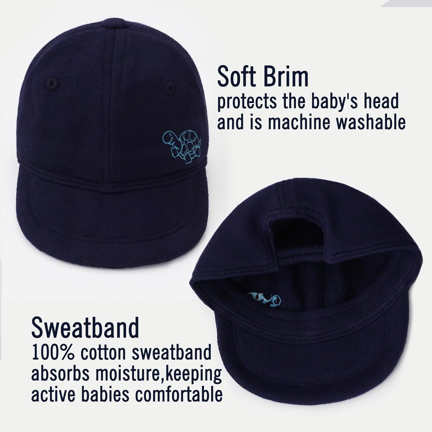 Keepersheep Baby Baseball Cap Infant Sun Hat, Cotton Knit with Soft Brim, Adjustable Soft Newborn