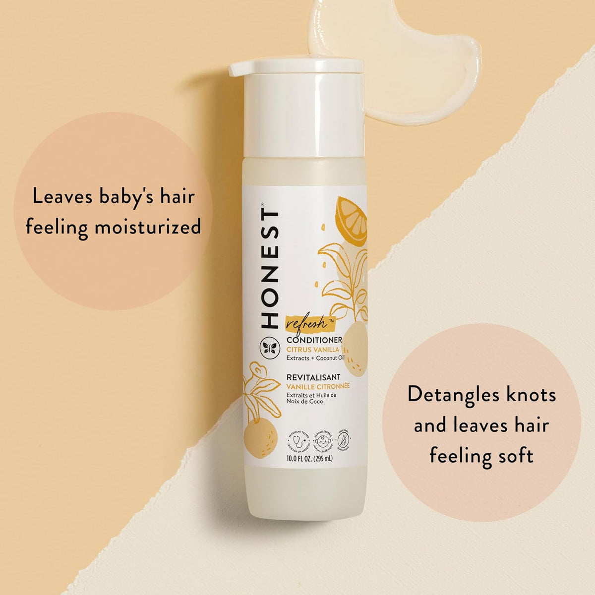 The Honest Company Silicone-Free Conditioner | Gentle for Baby | Naturally Derived, Tear-free