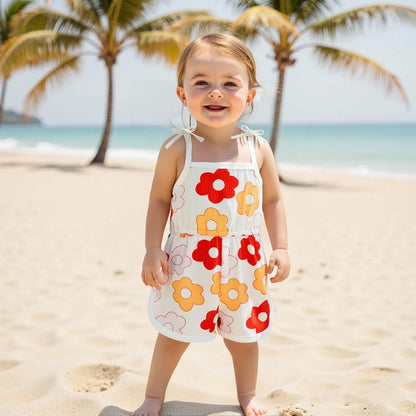 WZTYYDS Toddler Baby Girl Summer Clothes Floral Romper Tie-Up Strap Halter Jumpsuit Infant Summer