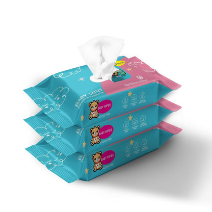 Ioly's Baby Wipes Unscented Wet Wipes 99% Water Based with Aloe Vera Fragrance Free Travel Pack 20
