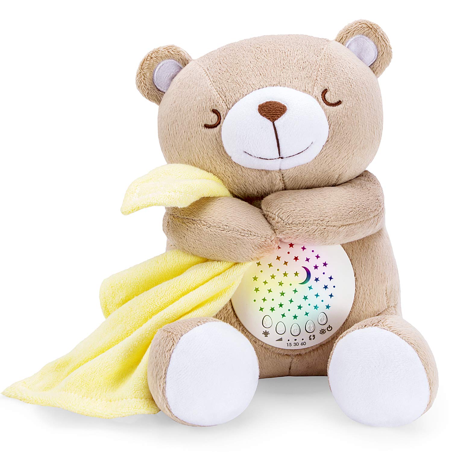 BEREST Rechargeable Baby Sleep Soother Bear, Nursery Decor Night Light Projector, Mom's Heartbeat