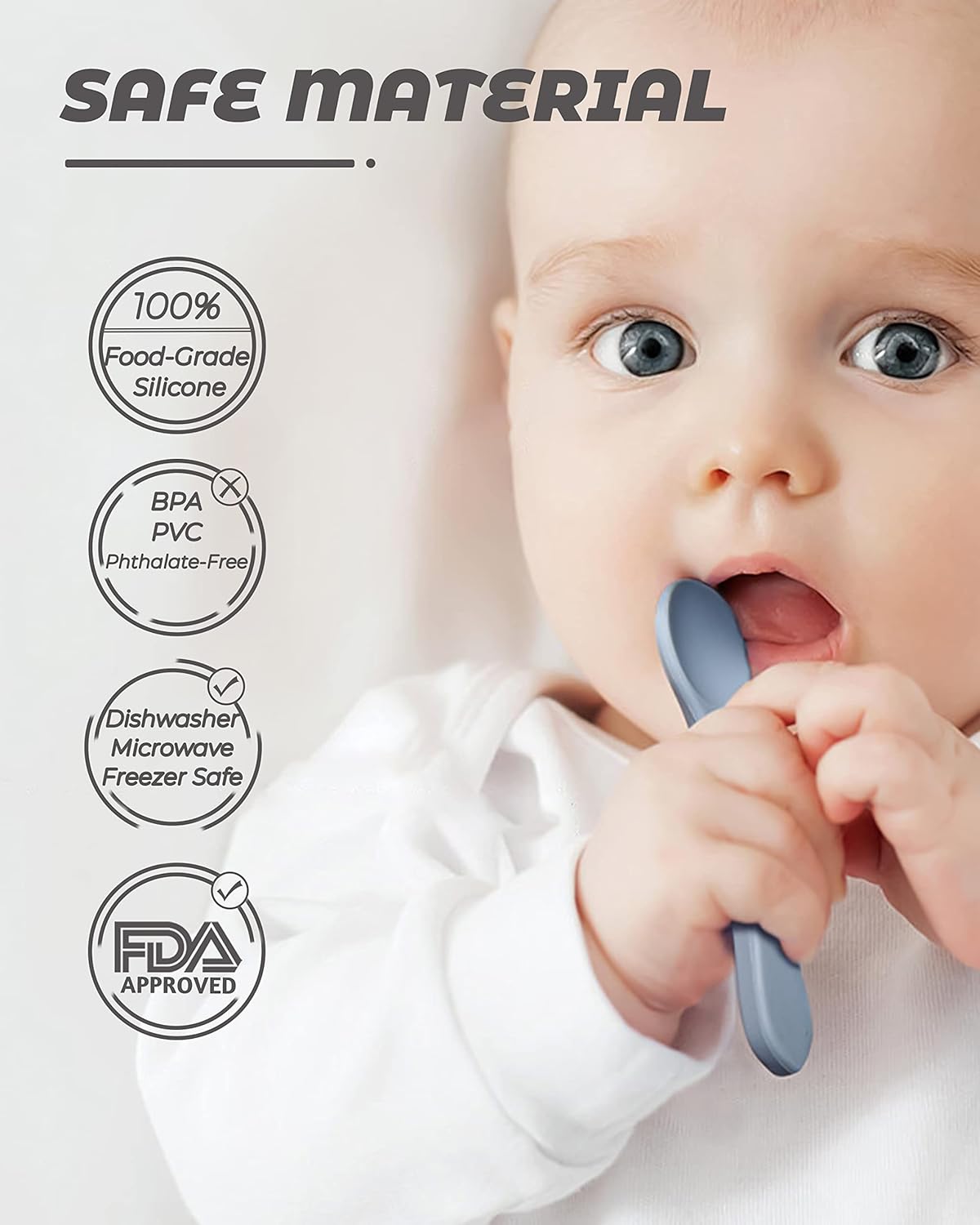 10 Pcs Silicone Baby Spoons and Forks, Chewable Utensils for Self-Feeding, Kids Utensils for Over 6