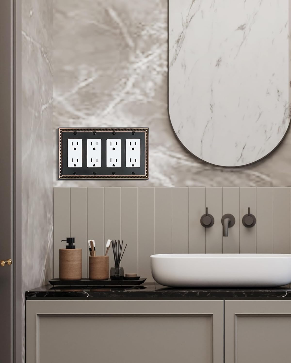 2-Pack Quad Decorator Outlet Cover Plate, Pearls Decorative Switch Plates and Outlet Covers, 4 Gang