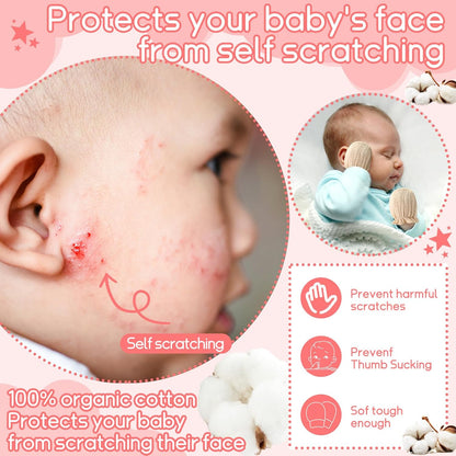 8 Pairs Newborn Baby Muslin Mittens 0-6 Months No Scratch Elastic Wrist Soft Breathable Gloves Bulk