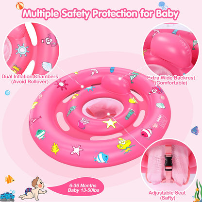 Baby Pool Float with Canopy Infant Toddler Float for 6-36 Months Boys Girls