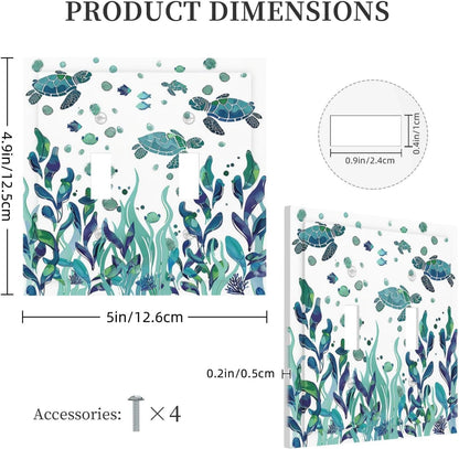 Decorative Switch Plates Vibrant Turtle Seagrass Watercolor Painting 2 Gang Double Toggle Outlet