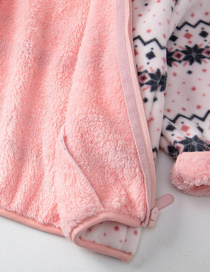Toddler Printed Polar Fleece hooded Jacket Baby Boys Girls Kids Winter Warm Spring Autumn Outerwear