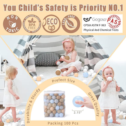 GOGOSO Ball Pits Balls for Toddlers Pack of 50 100 200 Plastics Shape Ball Non-Phthalate Non-BPA