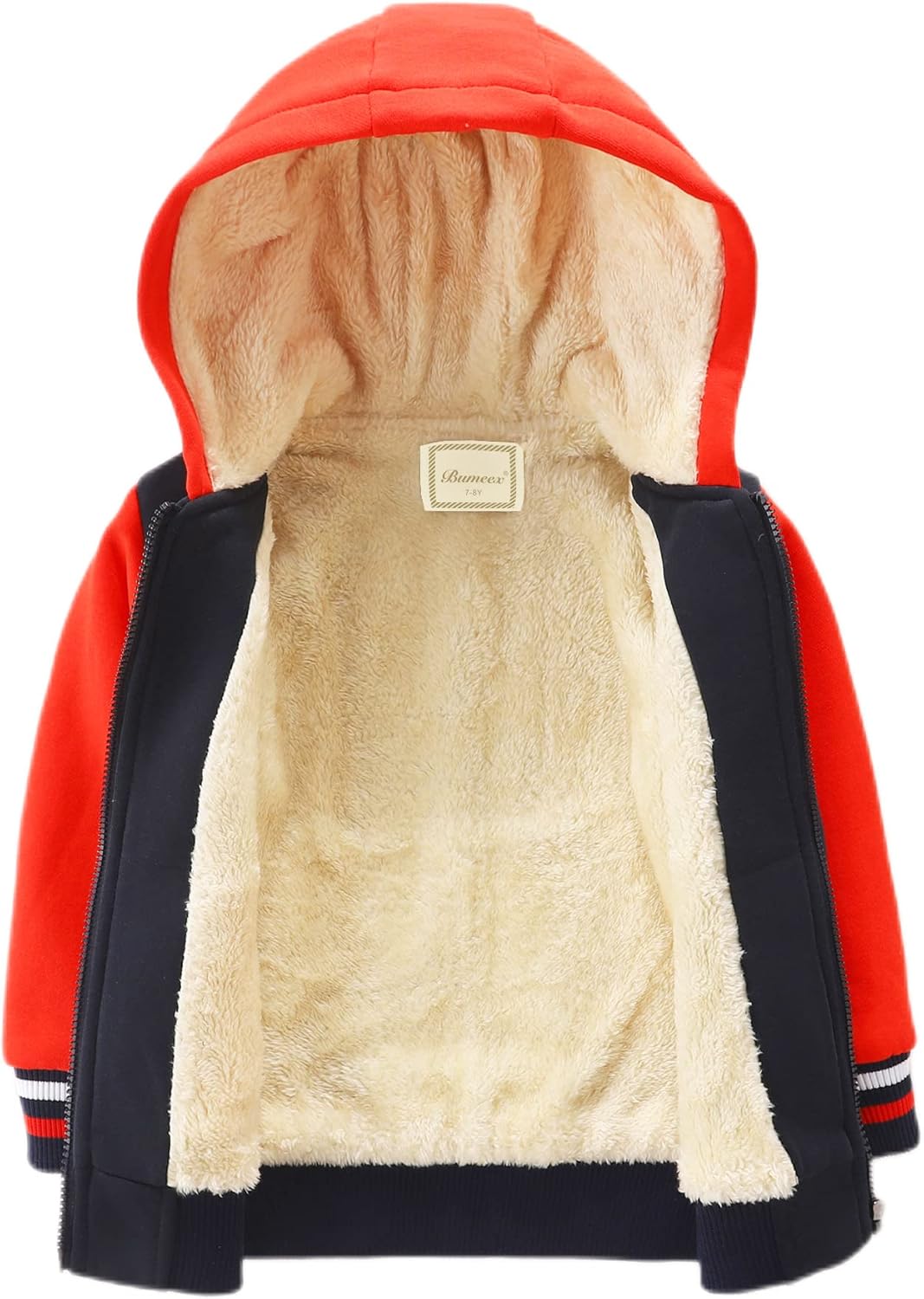 Bumeex Kids Boy's Girl's Sherpa Fleece Lined Jacket Spring Fall Winter Zip up Sweatshirt Hoodie