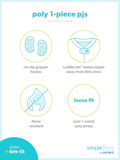 Simple Joys by Carter's Toddlers and Baby Boys' Loose-Fit Flame Resistant Fleece Footed Pajamas