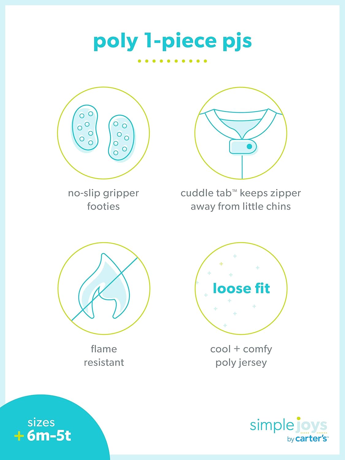 Simple Joys by Carter's Toddlers and Baby Boys' Loose-Fit Flame Resistant Fleece Footed Pajamas