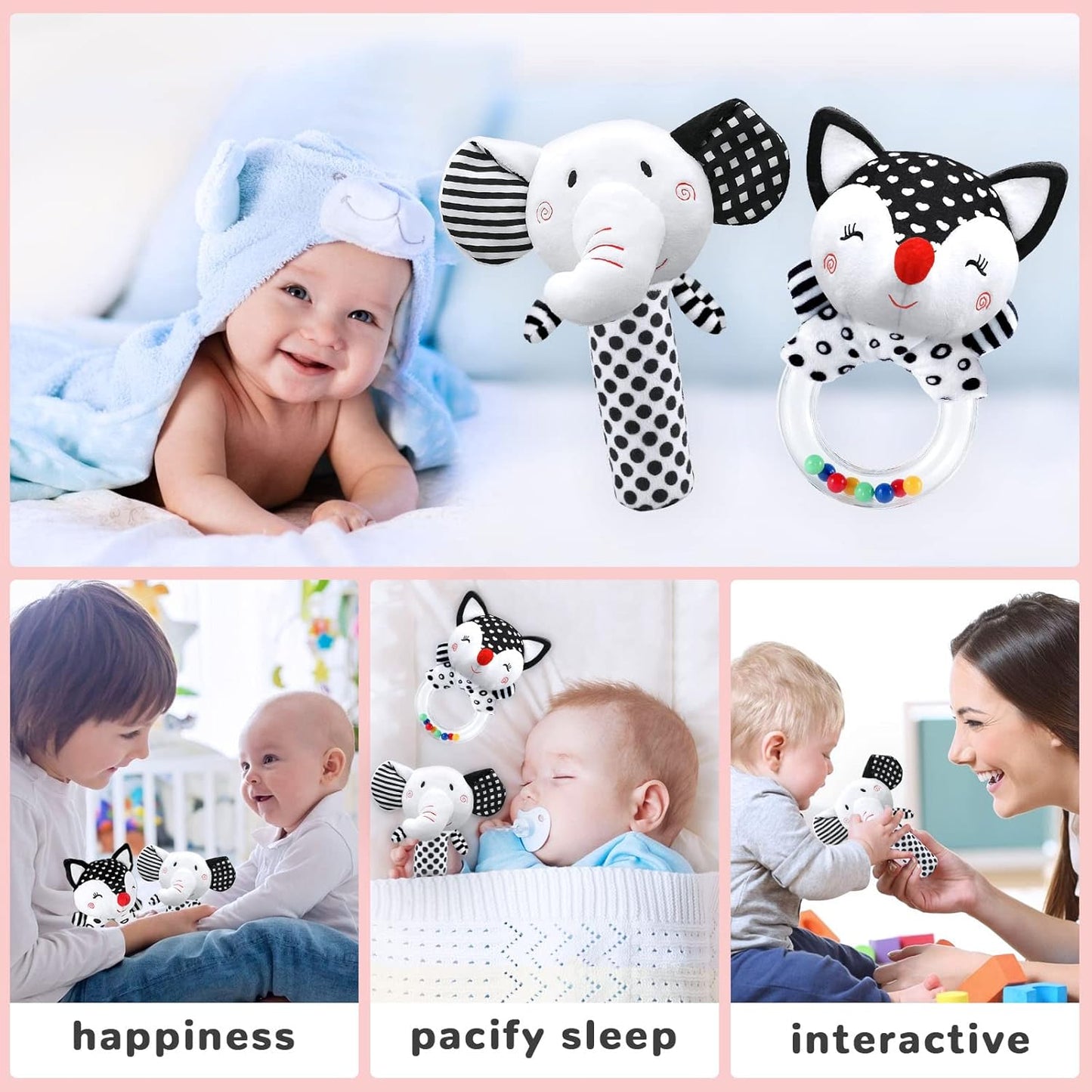 Baby Rattles 0-6 Months Baby Toys 0-6 Months, Newborn Toys 0 3 Months Brain Development, Infant
