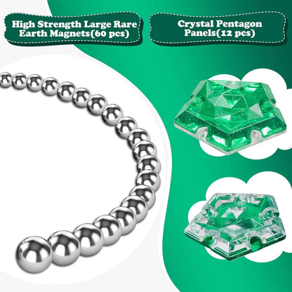 Magnetic Fidget Sphere Magnets Balls - Crystal Green Holographic Glitter - Magnet Fidgets Toy - 12