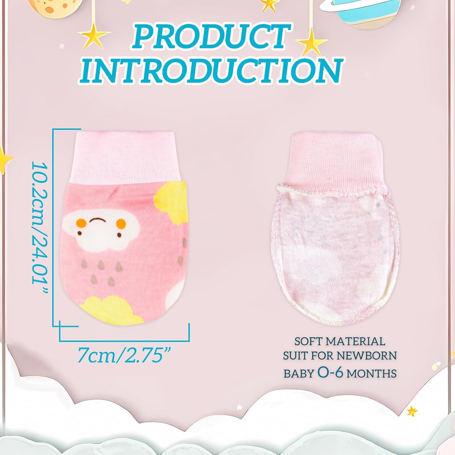 No Scratch Baby Mittens Newborn Infant Toddler Mittens Soft Elastic Wrist Gloves Mitten for 0-6