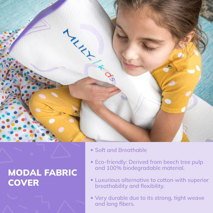 MLILY Kids Pillow for Sleeping, Adjustable Kids Memory Foam Pillow for Bed Set, Breathable and Soft