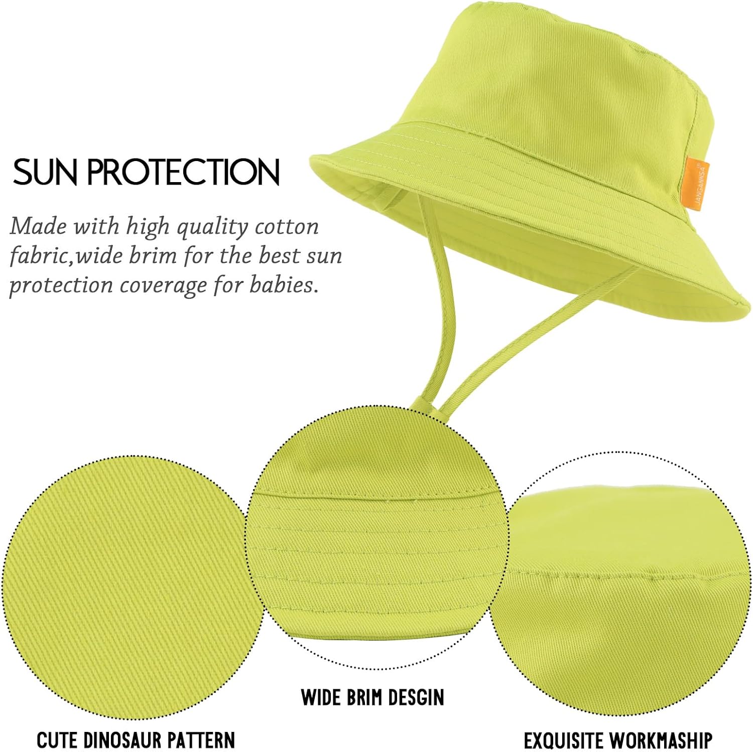 JANGANNSA Cotton Baby Sun Hat Infant Toddler Boys Girls Bucket Hats Summer Sun Protection Kids