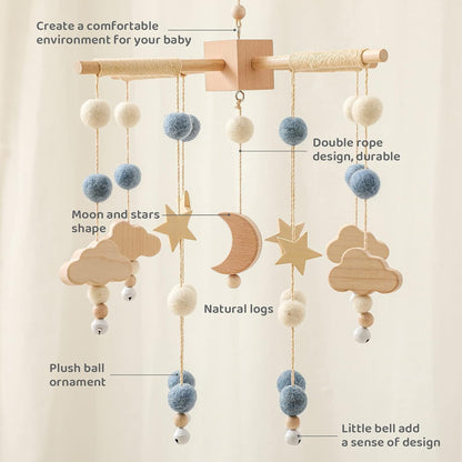 Baby Mobile for Crib | Baby Crib Nursery Mobile Star Moon for Baby Boys and Girls | Boho Nursery
