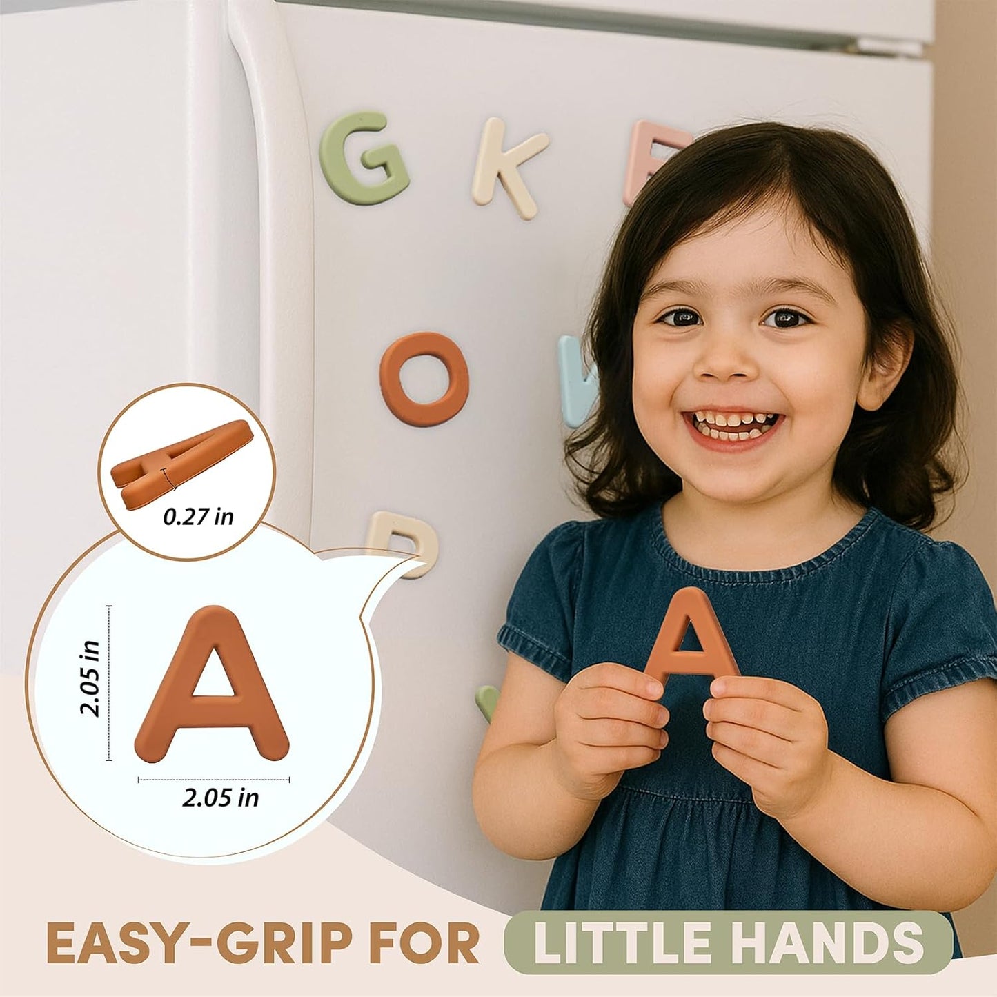 JoyCat Silicone Alphabet Magnetic Letters, 26 Uppercase ABC Fridge Magnets for Toddlers & Kids