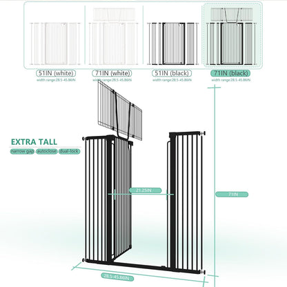 Jiprlak51 Extra Tall Cat Gate for Doorway – 28.5"-48.7" Extra Wide Pet Gate with Adjustable Cat