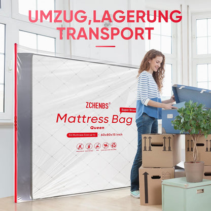 ZCHENBS® – Mattress Bags for Moving and Storage,Mattress Bag with Zippers,5 Mil Ultra-Thick Bed