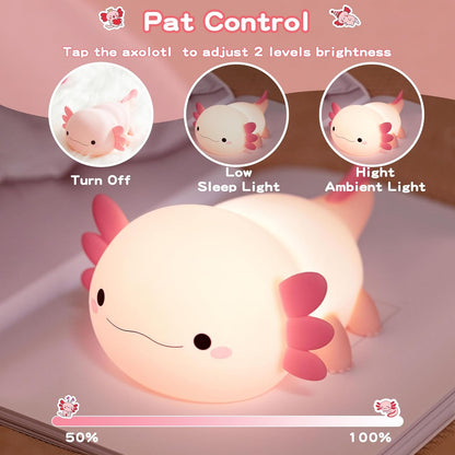 Axolotl Lamp,Cute Axolotl Night Light,Dimmable Silicone Animal Nursery Night Light,Adorable