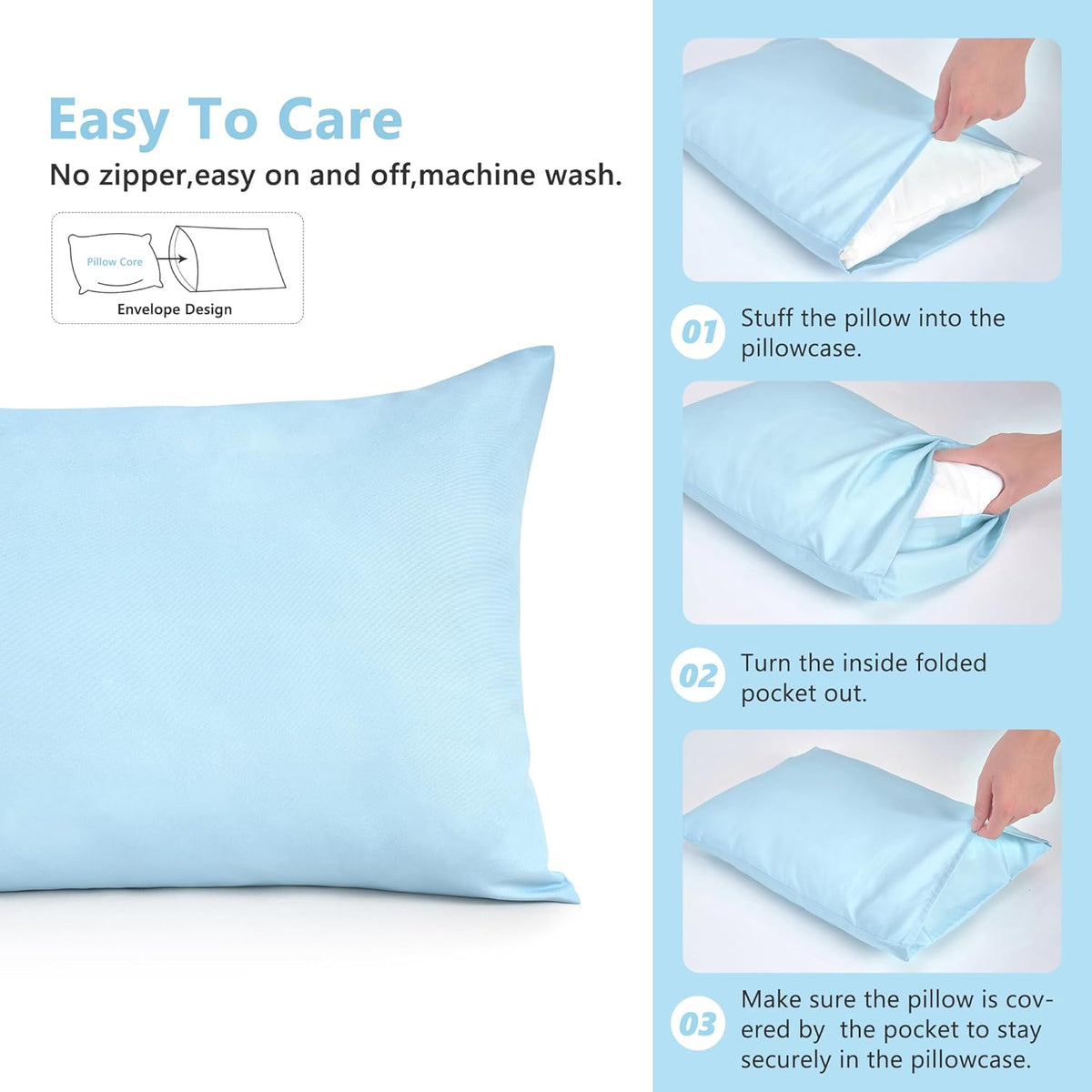 TILLYOU Toddler Pillowcase 2 Pack with Envelope Closure,13" x 18" Silky Soft Microfiber Travel Kids