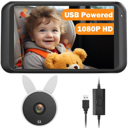 USB Car Camera for Baby : 4.5" Baby Car Camera with 1080P Crystal Clear Mirror View, Easy