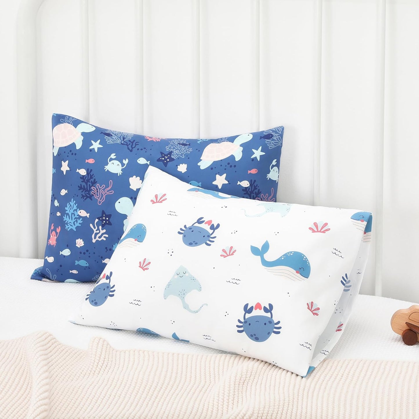 TILLYOU Toddler Pillowcase 2 Pack with Envelope Closure,13" x 18" Silky Soft Microfiber Travel Kids