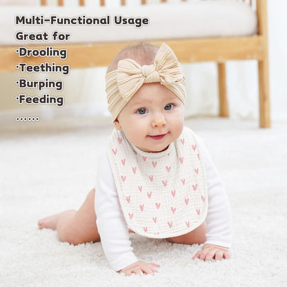 Susurration Muslin Baby Drool Bibs 10Pack Soft Square Adjustable Bandana Bibs for Unisex Baby Girls