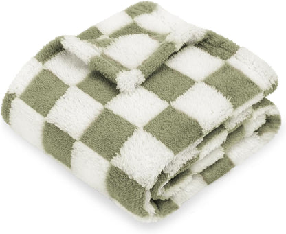 HOMRITAR Checkered Baby Blankets for Boys Girls Warm Cozy Reversible Toddler Blanket, Fluffy Fuzzy