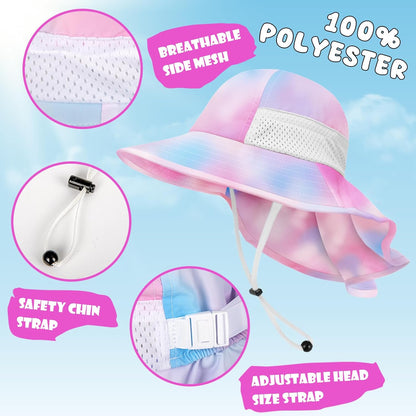 Toddler Baby Sun Hat Kids Summer UPF 50+ for Boys Girls Adjustable Beach Hats with Bucket Wide Brim