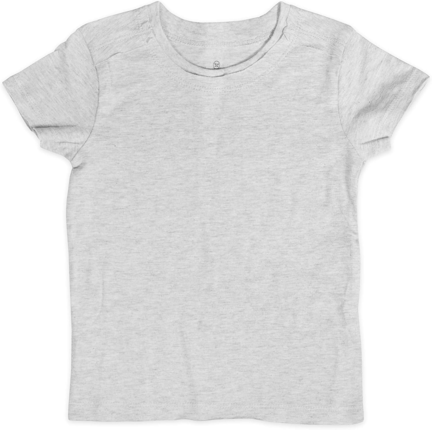 HonestBaby 5-Pack Short Sleeve T-Shirts 100% Organic Cotton Baby, Toddler, Little Kid, Boy, Girl