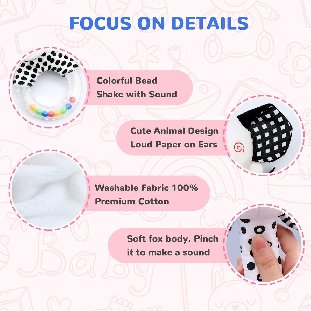 Baby Rattles 0-6 Months Newborn Toys Infant Toys 0-3 Months Rattles for Babies 0-6 Months Baby Toys