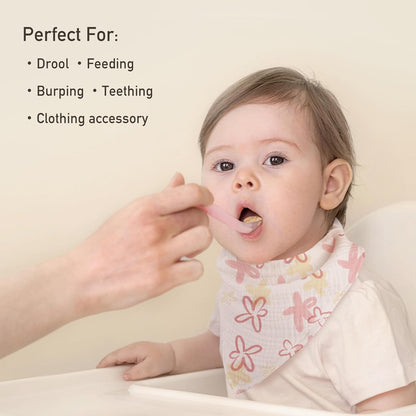 Muslin Baby Bibs 8 Pack, Baby Bandana Drool Bib for Drooling and Teething, Cotton Soft Absorbent