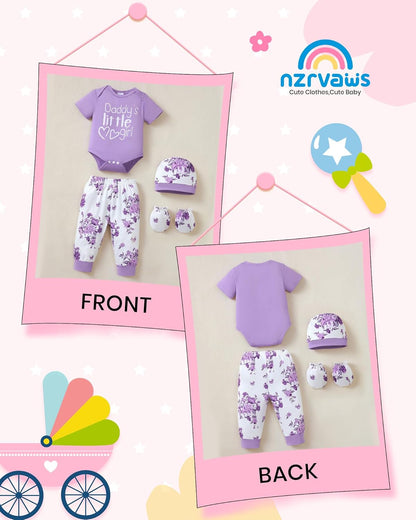 NZRVAWS Newborn Baby Boy Girl Clothes Unisex Infant Romper Pants Set Hat 4-Pack Outfits 0-12 Months
