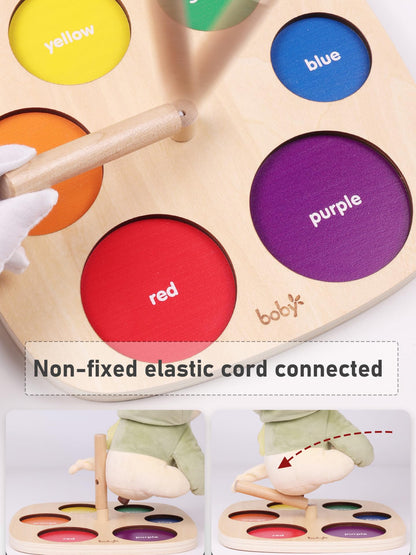 Dailyfunn Montessori Toys Wooden Rainbow Ring Stacker Color Size Learning Sorting Stacking Toy for