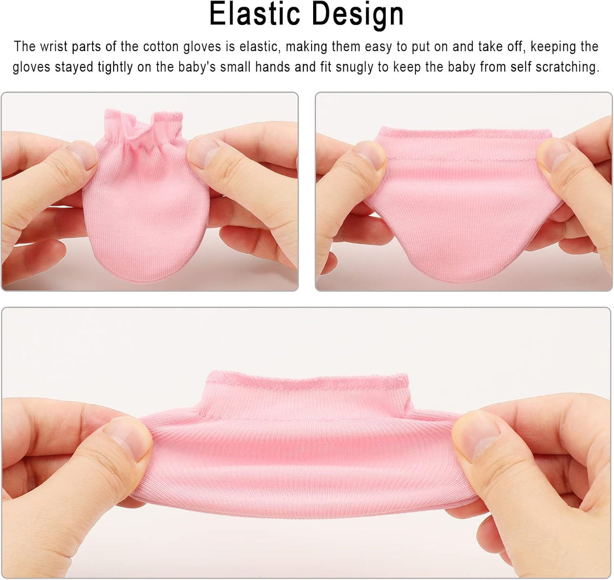 Newborn Baby Mittens No Scratch Cotton Elastic Wrist Gloves Infant Toddler Mittens for Baby Boy