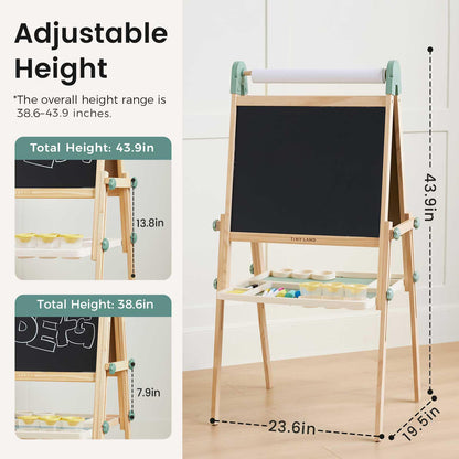 Tiny Land Foldable Wooden Kids Easel with Magnetic Letters & Numbers