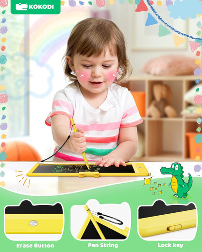 KOKODI LCD Writing Tablet, 10 Inch Colorful Toddler Doodle Board Drawing Tablet, Erasable Reusable