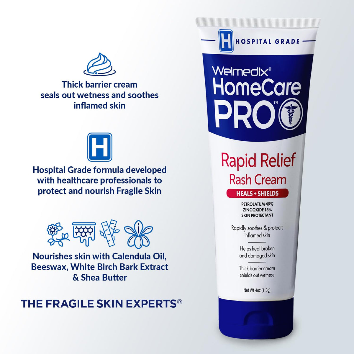 HomeCare PRO Rapid Relief Adult Diaper Rash Cream – Extra Thick, Moisturizing Barrier Cream for