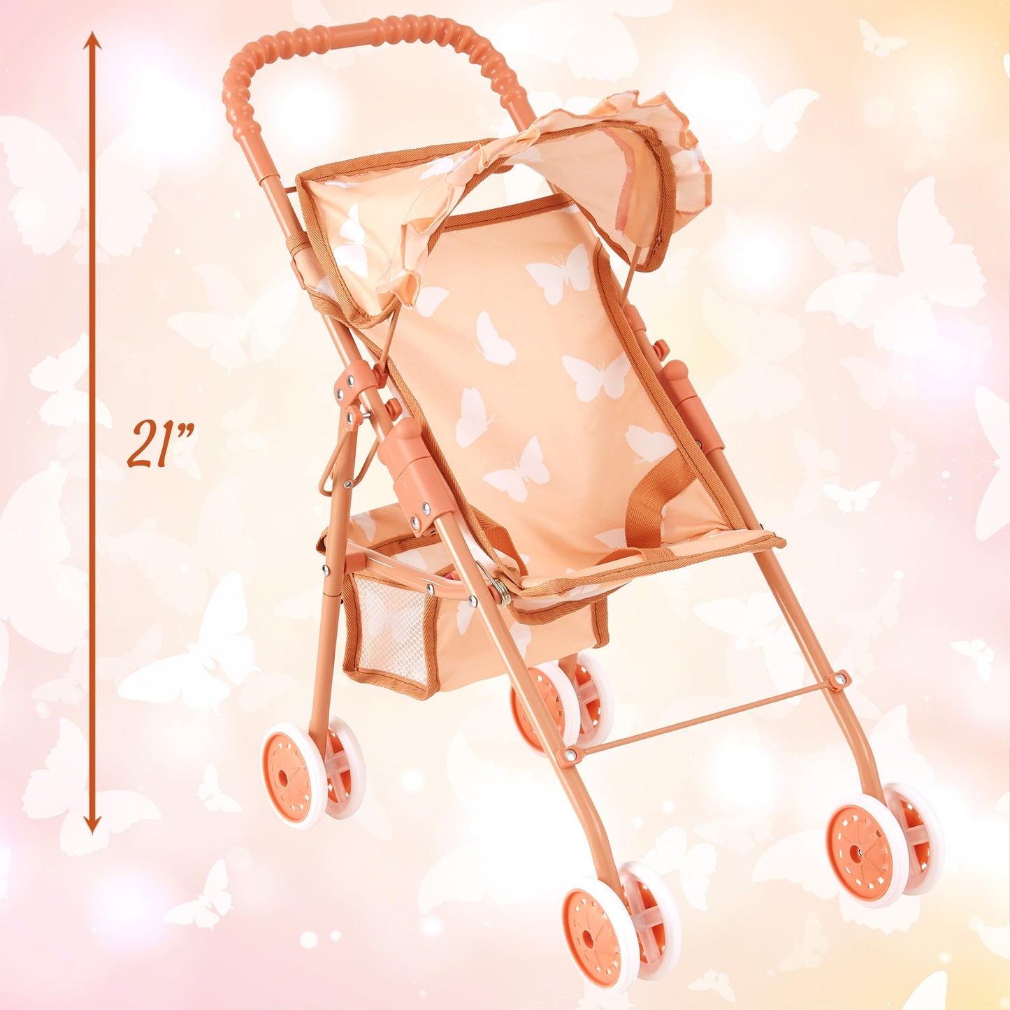 My First Baby Doll Stroller for Toddlers 3 Year Old Girls, Little Kids | Folding Baby Stroller for