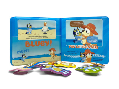 Bluey The Beach Bath Time Books - Activity Books for kids, Bath book, 6 Padded suction cups, 1 Mesh