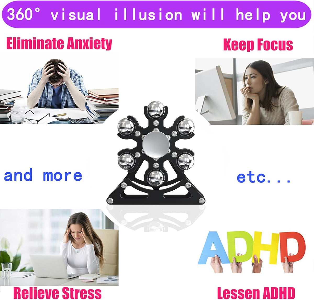 Desk-Fidget-Toys for Ferris-Wheels-Spinner: 4mins Kinetic-Metal-Spinner, Cool-Gadgets-Stuff for Kid